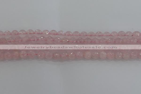 CRQ130 15.5 inches 8mm faceted round natural rose quartz beads