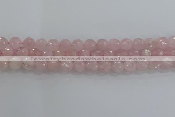 CRQ131 15.5 inches 10mm faceted round natural rose quartz beads