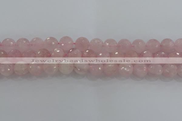 CRQ132 15.5 inches 12mm faceted round natural rose quartz beads