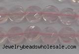 CRQ136 15.5 inches 8mm faceted coin natural rose quartz beads