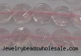 CRQ137 15.5 inches 10mm faceted coin natural rose quartz beads