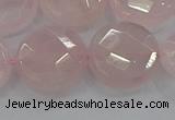 CRQ141 15.5 inches 20mm faceted coin natural rose quartz beads