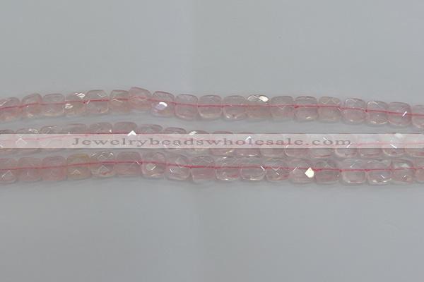 CRQ153 15.5 inches 8mm faceted square natural rose quartz beads