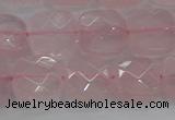 CRQ155 15.5 inches 12mm faceted square natural rose quartz beads