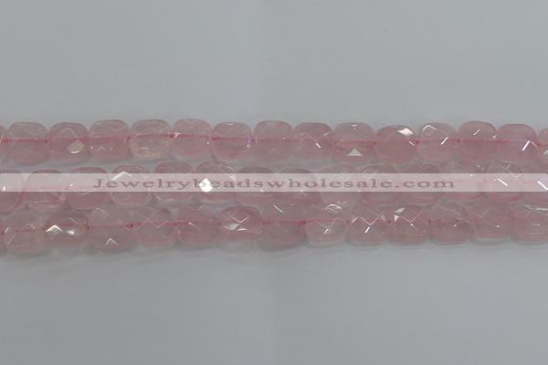 CRQ155 15.5 inches 12mm faceted square natural rose quartz beads