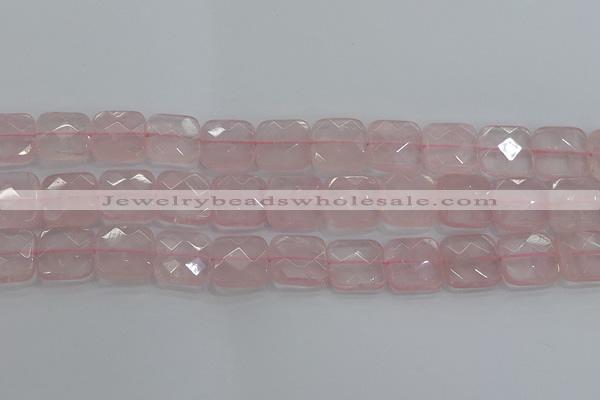 CRQ157 15.5 inches 18mm faceted square natural rose quartz beads