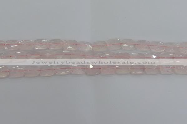 CRQ163 15.5 inches 8*10mm faceted rectangle natural rose quartz beads