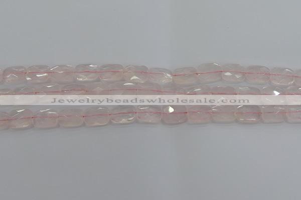 CRQ164 15.5 inches 10*14mm faceted rectangle natural rose quartz beads