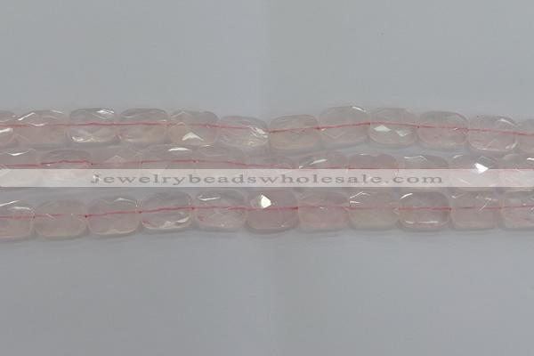 CRQ165 15.5 inches 12*16mm faceted rectangle natural rose quartz beads