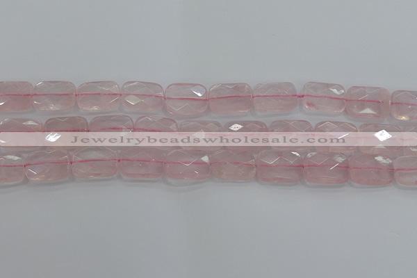 CRQ166 15.5 inches 13*18mm faceted rectangle natural rose quartz beads