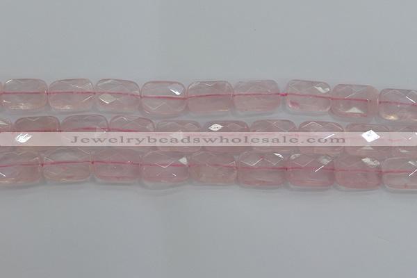 CRQ167 15.5 inches 15*20mm faceted rectangle natural rose quartz beads