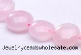 CRQ18 8*14mm flat round natural rose quartz beads wholesale