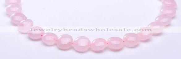 CRQ18 8*14mm flat round natural rose quartz beads wholesale