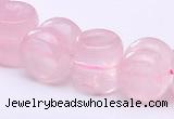 CRQ19 12*12mm dumbbell-shaped natural rose quartz bead Wholesale