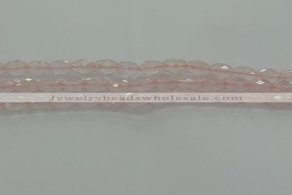 CRQ192 15.5 inches 8*12mm faceted rice natural rose quartz beads