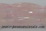 CRQ195 15.5 inches 10*30mm faceted rice natural rose quartz beads