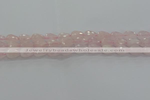 CRQ196 15.5 inches 10*14mm faceted teardrop natural rose quartz beads