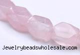 CRQ20 faceted brick shape natural rose quartz beads Wholesale