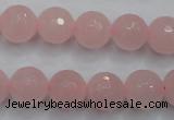 CRQ266 15.5 inches 12mm faceted round rose quartz beads