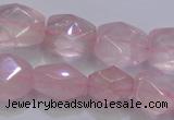 CRQ275 12*15mm – 15*19mm faceted nuggets rose quartz beads