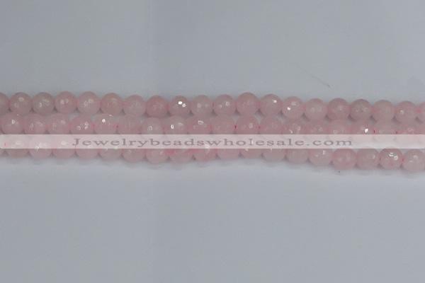 CRQ282 15.5 inches 8mm faceted round rose quartz beads wholesale