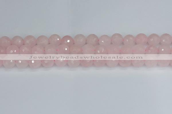 CRQ284 15.5 inches 12mm faceted round rose quartz beads