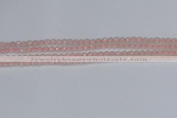 CRQ288 15.5 inches 4mm faceted round rose quartz gemstone beads