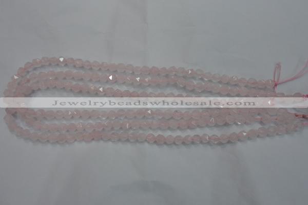 CRQ300 15 inches 6mm faceted nuggets rose quartz beads