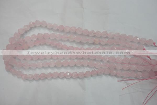 CRQ301 15 inches 8mm faceted nuggets rose quartz beads