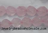 CRQ303 15 inches 12mm faceted nuggets rose quartz beads