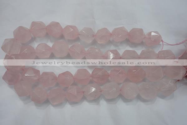 CRQ306 15 inches 18mm faceted nuggets rose quartz beads