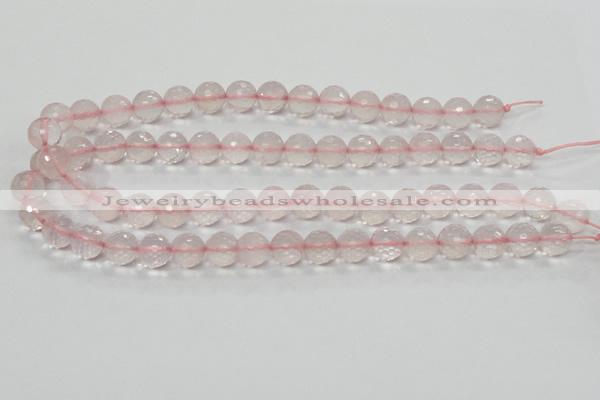 CRQ32 15.5 inches faceted round 12mm natural rose quartz beads