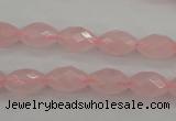 CRQ351 15.5 inches 8*12mm faceted rice rose quartz beads