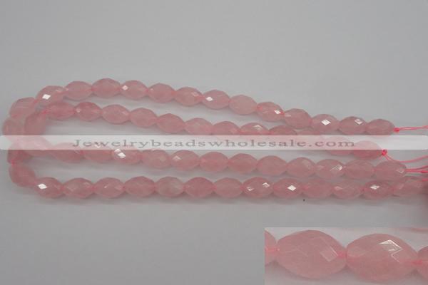 CRQ352 15.5 inches 10*14mm faceted rice rose quartz beads