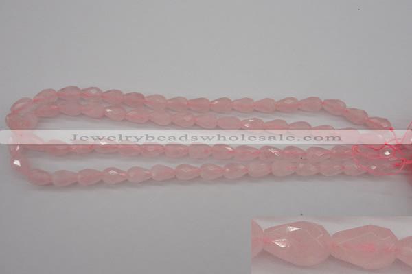 CRQ356 15.5 inches 8*12mm faceted teardrop rose quartz beads