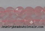 CRQ360 15.5 inches 8mm faceted coin rose quartz beads wholesale