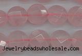 CRQ361 15.5 inches 10mm faceted coin rose quartz beads wholesale