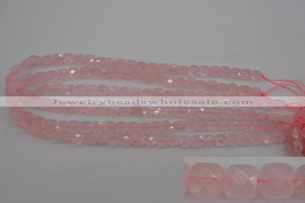 CRQ365 15.5 inches 8*8mm faceted square rose quartz beads