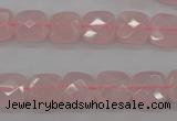 CRQ366 15.5 inches 10*10mm faceted square rose quartz beads