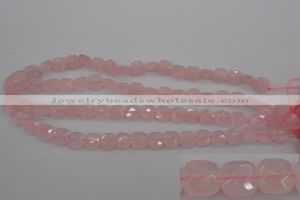 CRQ366 15.5 inches 10*10mm faceted square rose quartz beads