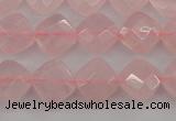 CRQ368 15.5 inches 8*8mm faceted diamond rose quartz beads