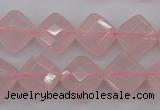 CRQ370 15.5 inches 12*12mm faceted diamond rose quartz beads