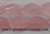 CRQ375 15.5 inches 15*20mm faceted & twisted oval rose quartz beads