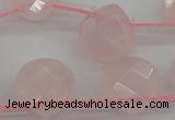 CRQ379 15.5 inches 10*10mm faceted briolette rose quartz beads