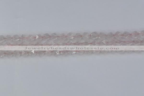 CRQ401 15.5 inches 6mm faceted nuggets rose quartz beads