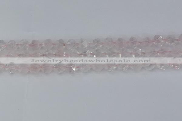 CRQ402 15.5 inches 8mm faceted nuggets rose quartz beads