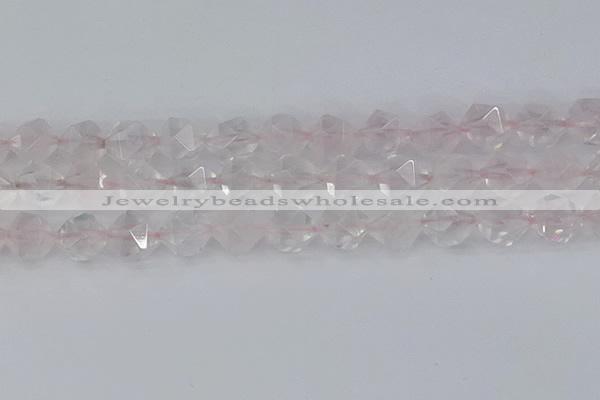 CRQ404 15.5 inches 12mm faceted nuggets rose quartz beads