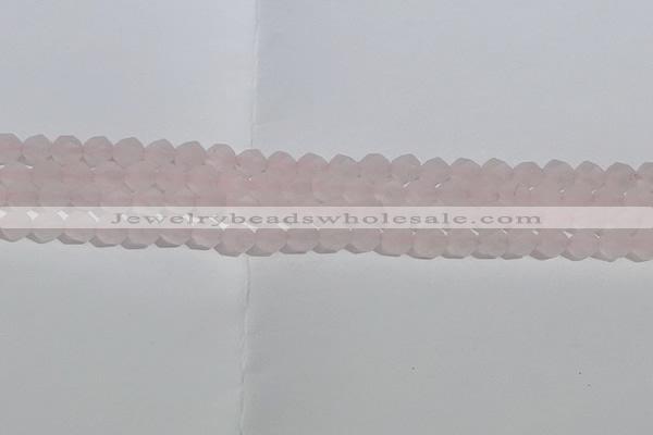 CRQ406 15.5 inches 6mm faceted nuggets matte rose quartz beads