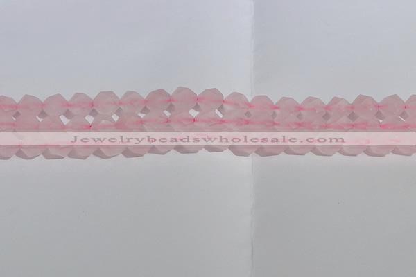 CRQ407 15.5 inches 8mm faceted nuggets matte rose quartz beads