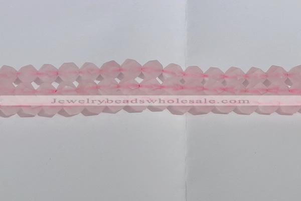 CRQ408 15.5 inches 10mm faceted nuggets matte rose quartz beads